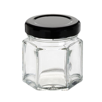 1,5 Unzen 45 ml Sechseck glas mit schwarzem Deckel