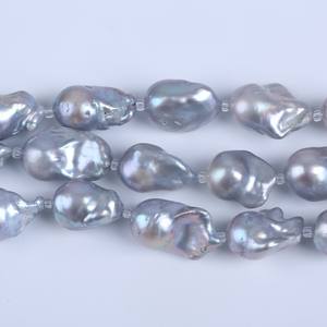 Vente en gros de perles d'eau douce naturelles de 15 à 18 mm, de forme irrégulière, de couleur grise, en forme de bus, pour la création de bijoux DIY - Product Image 4