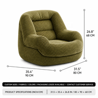 Nouvelle Arrivée Chaise de Sol en Velours Côtelé Compressée Sous Vide, Fauteuil d'Appoint au Design Courbé à Grandes Accoudoirs pour Salon et Espace Lecture