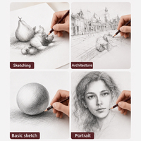 Xin Bowen – Ensemble de dessin 30 pièces : Crayons graphite et fusain avec étui enroulable pour artistes et étudiants