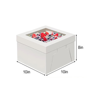 Venta caliente de alta calidad de grado alimenticio Cajas <span class=keywords><strong>Para</strong></span> Pastel blanco cuadrado pastel caja de embalaje con ventana de cartón <span class=keywords><strong>para</strong></span> llevar caja de pastel - Product Image 6
