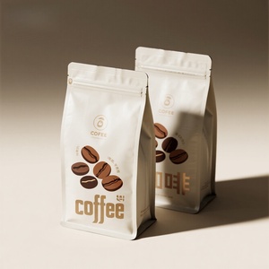 Bolsas de granos de café Barrie de humedad compuesta con válvula, corbata de estaño, cremallera, fuelle lateral, cierre de cremallera, bolsa de café frustrada de fondo plano - Product Image 5