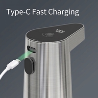Distributeur de savon automatique sans contact en acier inoxydable à fixation murale avec capteur 300 ml, batterie rechargeable, portable, pour hôtel et usage domestique