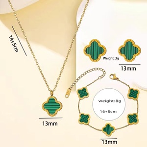 ชุดเครื่องประดับแฟชั่น สร้อยคอ สร้อยข้อมือ ต่างหู ชุบ PVD สแตนเลสแท้ กันน้ำ ไม่หมองคล้ำ ยี่ห้อ <span class=keywords><strong>Clover</strong></span> ขายส่ง - Product Image 6