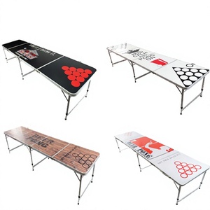 Table de beer pong pliable en aluminium moderne et portable de 8 pieds avec trous pour une utilisation en extérieur à l'école - Conception personnalisée - Product Image 2