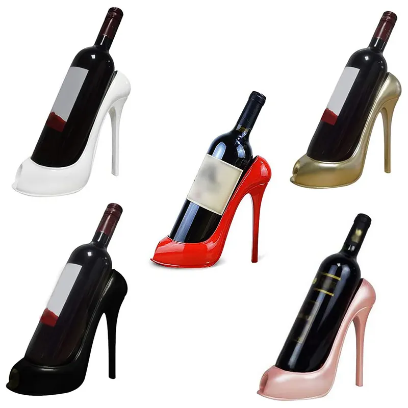 Custom new design wine bottle rack Home kitchen decoration wine rack resin high heel shaped wine holder