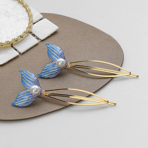 Pinces à cheveux <span class=keywords><strong>en</strong></span> alliage pour filles, 1 pièce, pince à cheveux perles Super féerique, pince à queue de poisson or, ornement, jolie pince à cheveux décorative pour filles - Product Image 2