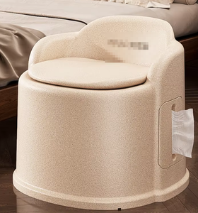 Commode d'intérieur KS avec rangement dissimulé pour personnes âgées, siège de toilette portable, ouverture frontale, design antidérapant - Product Image 4