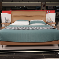 Ensemble de meubles de chambre à coucher au design simple, lit avec dossier souple, prix de gros, excellent cadre de lit en bois et en cuir, taille king size