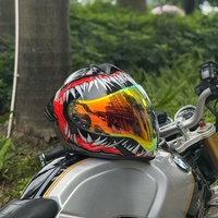 Casque de moto intégral SLKE 2024 Predator Design certifié DOT avec double visière et doublure en mousse