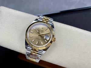 นาฬิกาหรูคุณภาพเยี่ยม ระบบกลไก สองสี กันน้ำ ขนาด 41 มม. ผลิตโดย CFactory ตัวเรือนเหล็ก 904L กลไก 3235 สายแบบจูบิลี่สีทอง รุ่น 126-334 - Product Image 4