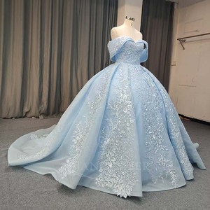 Lsany224 Vestido de Gala Azul de Lujo para Invitadas de Boda, Estilo Real Moderno, Escote Corazón, Apliques de Encaje, Cola Capilla - Product Image 5