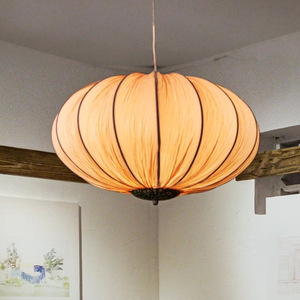 Lámpara colgante de estilo francés, linterna de tela LED E27 redonda de 50cm de diámetro para sala de estar, dormitorio, accesorio de iluminación Retro Vintage - Product Image 1
