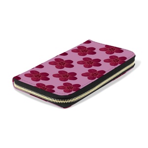 Hawaiian Wallets Coin Purse ID Holder Pink Hau Flower Design RFID Leather Custom Print Long Wallet Women Purse Zipper Wallet - Product Image 4