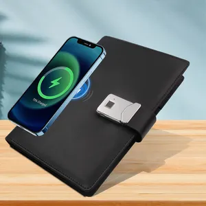 Cargador Portátil LOKE A5 con Bloqueo de Huella Dactilar, Encuadernación Cosida, Bluetooth, Unidad Flash USB, Tarjetero, Cargador de Teléfono, Diseño Espiral - Product Image 1