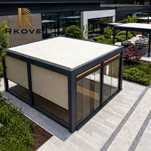 RKOVE RK-C3 <b>3</b>*4m Waterproof Aluminum Pergola with Motorized Louvered Roof and Glass Walls/Zipper Screens Outdoor Pavilion - Product Image 1