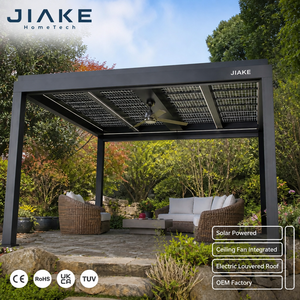 <span class=keywords><strong>Pérgola</strong></span> de Aluminio con Energía Solar Jiake, con Ventilador de Techo y Techo de Láminas Eléctricas, Estructura de Sombra para Exteriores, para Jardín o Gazebo - Product Image 1