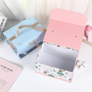 Reusable Baby Shower Gift <b>Boxes</b> with Handle Coated Paper Rigid <b>Boxes</b> for Newborn <b>Party</b> Favors Offset Printing - Product Image 5