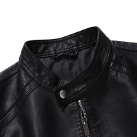 Blouson Moto Biker Classique en Similicuir PU Noir Coupe Ajustée Coupe-Vent de Haute Qualité pour Hommes