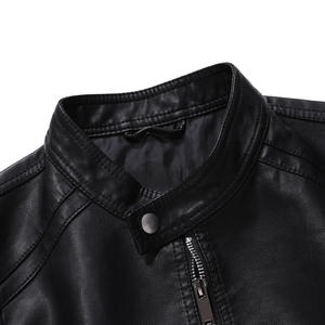 Blouson Moto Biker Classique en Similicuir PU <span class=keywords><strong>Noir</strong></span> Coupe Ajustée Coupe-Vent de Haute Qualité pour Hommes - Product Image 5