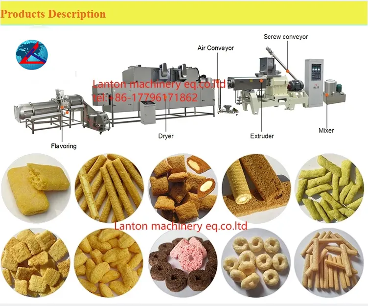 Lanton Machines Kaas Bal Snacks Voedsel Gepofte Maken Machine Geëxtrudeerde Maïs Puff Voedsel Machine Productielijn