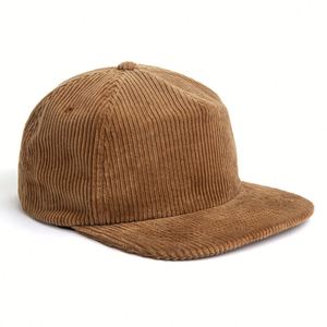 Vente en gros Chapeau Snapback 5 panneaux en velours côtelé avec bord plat et logo personnalisé Chapeau Snapback OEM vintage extérieur - Product Image 3