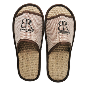 Chaussons jetables de luxe en coton et lin pour hôtels et spas, <span class=keywords><strong>éco</strong></span>logiques, vente en gros OEM - Product Image 2