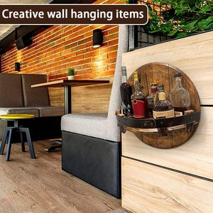Mensola a <span class=keywords><strong>Botte</strong></span> in Legno, Espositore Rotondo da Parete per Bottiglie di Vino e Liquori, Scaffale <span class=keywords><strong>Portabottiglie</strong></span> Robusto per Cucina - Product Image 4