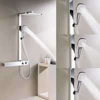 Robinet thermostatique en céramique cuivre à poignée unique design moderne 620 mm Ensemble complet de douche avec jet doux pour utilisation en appartement