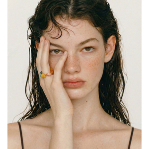 JINYOU 5115 絶妙なマルチカラー ユニセックス 天然石ビーズリング ステンレススチールアクセント付き伸縮性リング ギフトに - Product Image 5