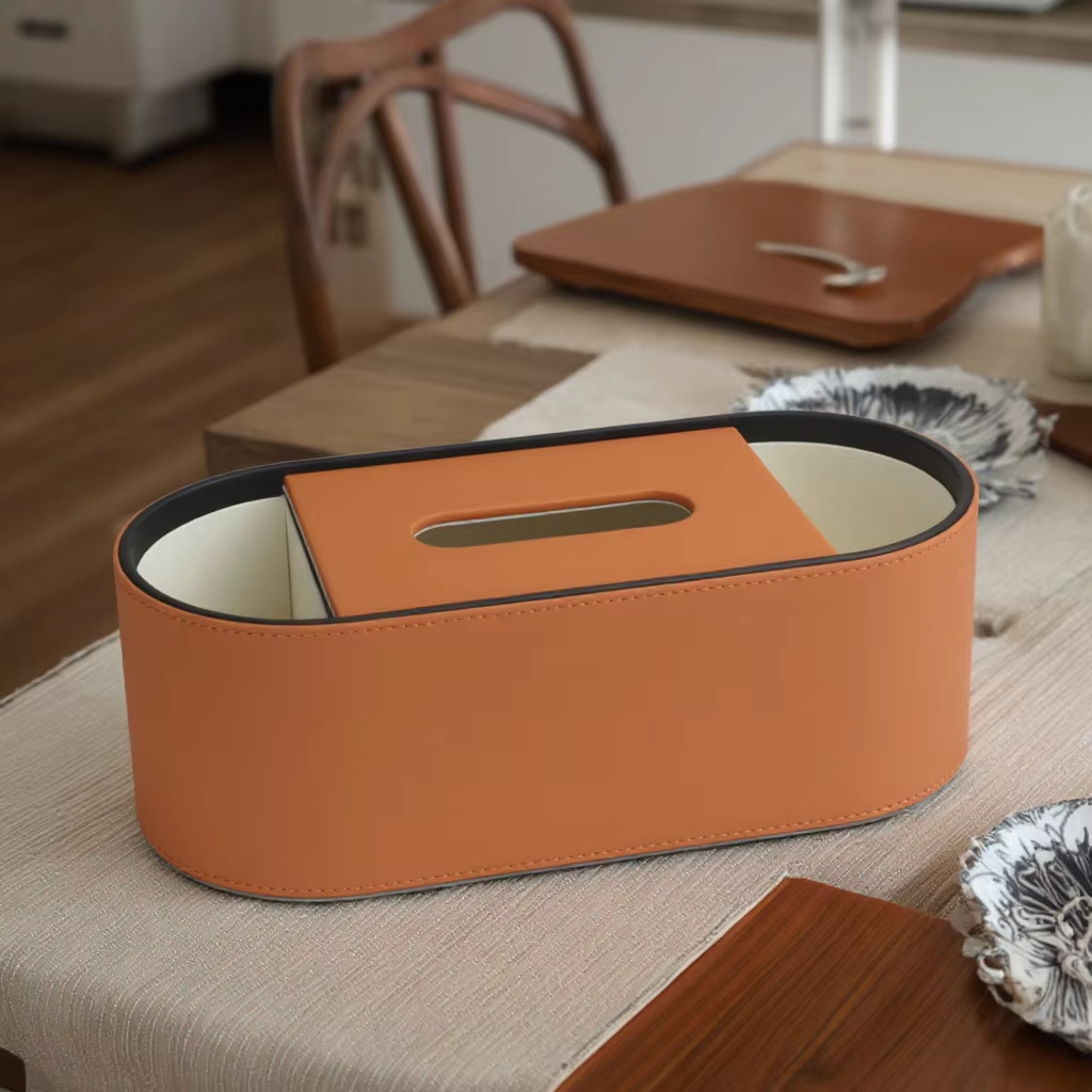 Oval two-compartment storage box- orange
