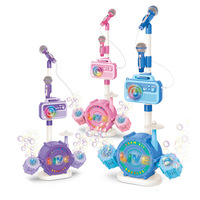 Machine à bulles électrique avec microphone, lumières musicales et fonction d'enregistrement, jouet tambour de jazz en plastique ABS pour enfants