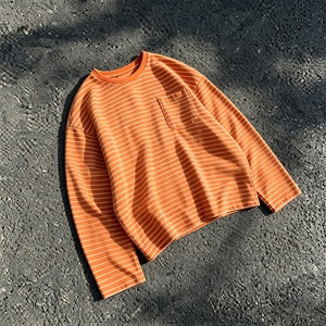 Camiseta a Rayas de Corte Cuadrado 100% Algodón, Personalizada por el Fabricante OEM, Sudadera Casual de Cuello Redondo, Camiseta de Manga Larga para Hombre - Product Image 2