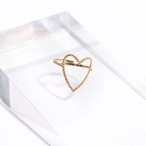 Anillo de corazón grande hueco con textura de grano de cráter <span class=keywords><strong>desigual</strong></span> ajustable abierto de acero inoxidable dulce para regalo de mujer Día de San Valentín - Product Image 5