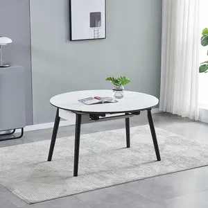 OKAY Italian modern folding extendable furniture dining table sintered stone ceramic marble dining table with wood frame legs
