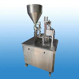 Machine de scellage de gobelets semi-automatique numérique à 4 stations de qualité alimentaire, réglable, pour liquides, papier, haute productivité, Lassi, Curd, Shrikhand - Product Image 1