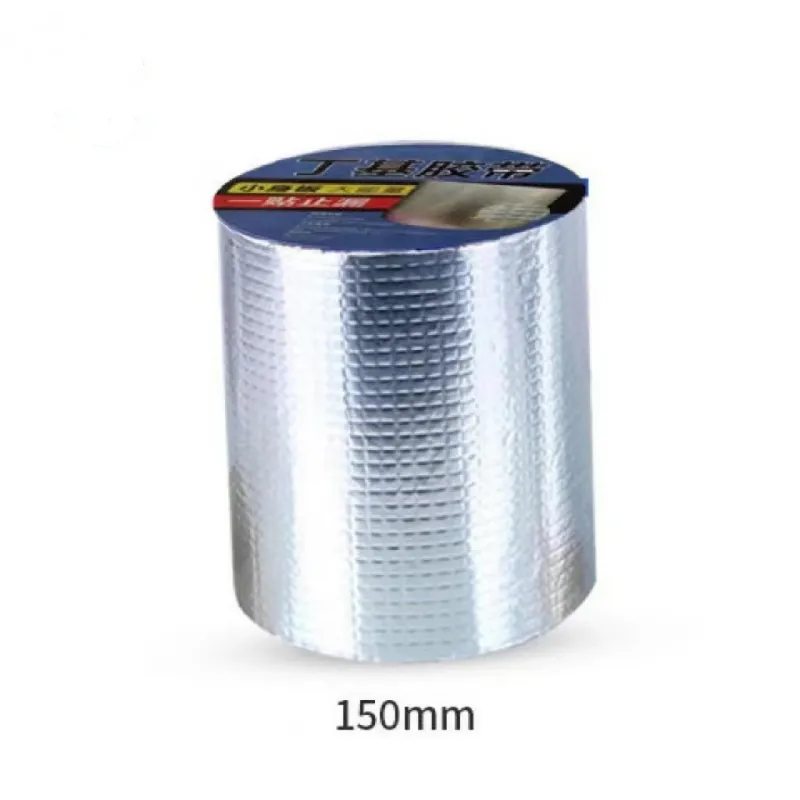 Polyken, 0,8mm de espesor, 100mm de ancho, 30m de longitud, adhesivo de goma de butilo, papel de aluminio, cinta impermeable para intersecciones de cubierta a pared