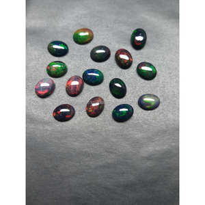 Opale noire éthiopienne naturelle de qualité AAA, cabochon ovale 6*8 avec jeu de couleurs pour la fabrication de bijoux, prix de gros - Product Image 2