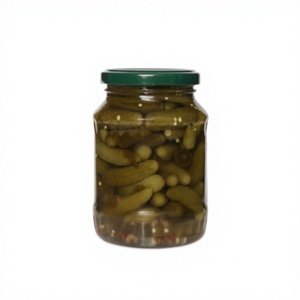 Cornichones de pepino enlatados picantes y especiados con sal y condimentos - Product Image 5