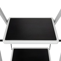 Fournisseur PRO - Échelle pliante en acier à 3 marches, large, antidérapante, avec marches rembourrées, main courante, portable, antirouille, capacité 150 kg, pour escalier et salle de sport