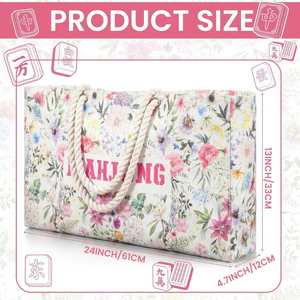 Modern Floral Polyester Three Piece Storage Tote <b>Set</b> Portable Game Carry Bag for <b>Mahjong</b> and Chessboard - Product Image 5