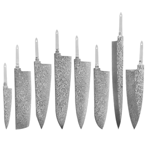 Lames de couteau de chef en acier Damas sans noyau, personnalisées, 110 couches, faites à la main, ambidextres, jusqu'à 3,9 pouces, sans manches - Product Image 1