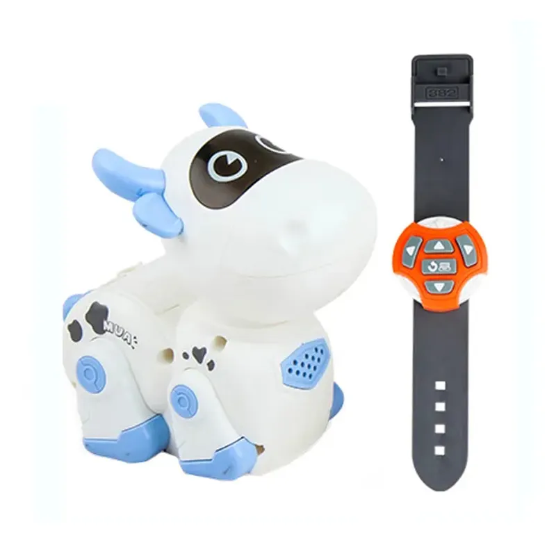 Samtoy Chenghai Watch Remote Control Mini Cartoon Cow Toy Kids Smart Programming Robot Toy RC Robot with Light and Sound