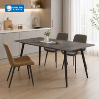 Table à manger ronde en verre trempé de 3 mm de style nordique, pieds en métal modernes, 6 places, usage hôtelier 3 ans, vente en gros