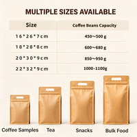 Sac d'emballage pour café en papier kraft avec logo personnalisé JIJID, avec poignée, fermeture éclair refermable, pochette autoportante pour grains de café, thé, noix