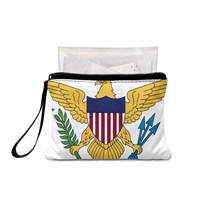 Pochette de rangement rectangulaire légère en polyester imprimée du drapeau national des Îles Vierges américaines, idéale pour les souvenirs de voyage