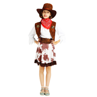 Enfants Fantaisie Cosplay Brun Costume Carnaval Fête Cowgirls Robe Costume