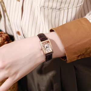 <b>Watch</b> for Women Vintage Square Dial Roman Scale Leather Strap Alloy Quartz Student Wristwatch - Product Image 5