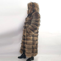 Manteaux en fourrure de raton laveur véritable longs, de luxe, couleur naturelle, avec capuche et ourlet amovibles, style streetwear en coton, pour la vente en gros et au détail sur mesure