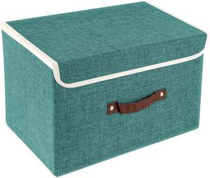 Foldable Storage Bins Boxes with Lids and Handles Storage Baskets Washable Linen Organizers for Toys
